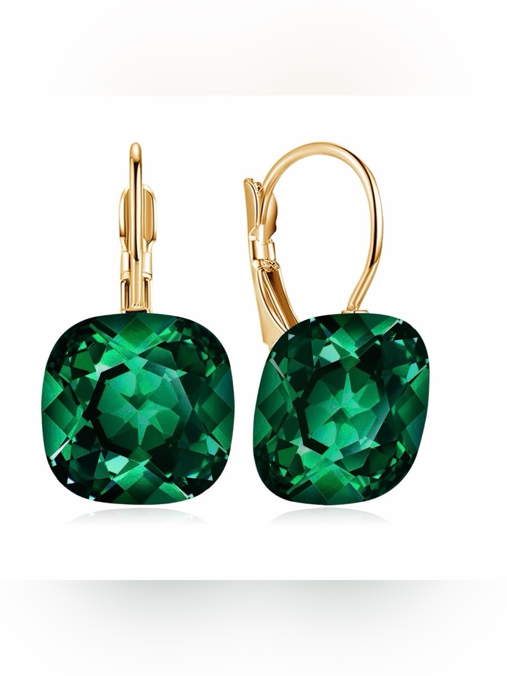 Gold Drop Green Gem Earrings